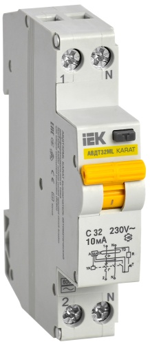 Выключатель автоматический дифференциального тока АВДТ32МL C32 10мА KARAT | код MVD12-1-032-C-010 | IEK 